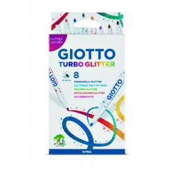 Фломастеры Giotto Turbo Glitter 8шт с ластиком