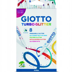 Фломастеры Giotto Turbo Glitter 8шт с ластиком