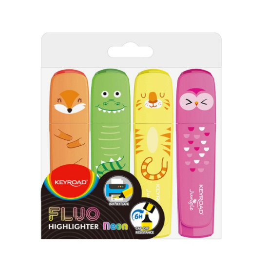 Marķieri KEYROAD FLUO, 4 krāsas