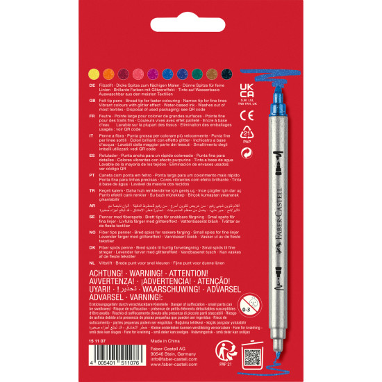 Viltpliiatsid Faber-Castell 2-otsaga 10-värvi glitter