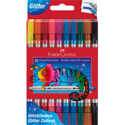 Viltpliiatsid Faber-Castell 2-otsaga 10-värvi glitter