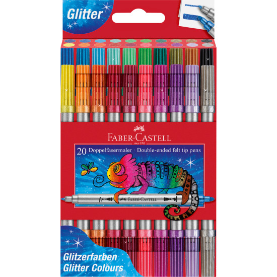 Viltpliiatsid Faber-Castell 2-otsaga 20-värvi glitter