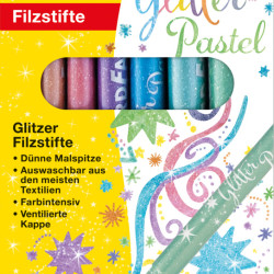 Фломастеры Eberhard Faber Pastel 8 цветов с блестками