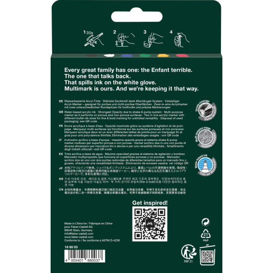 Akrüülmarkerid Faber-Castell Multimark 6-värvi põhivärvid