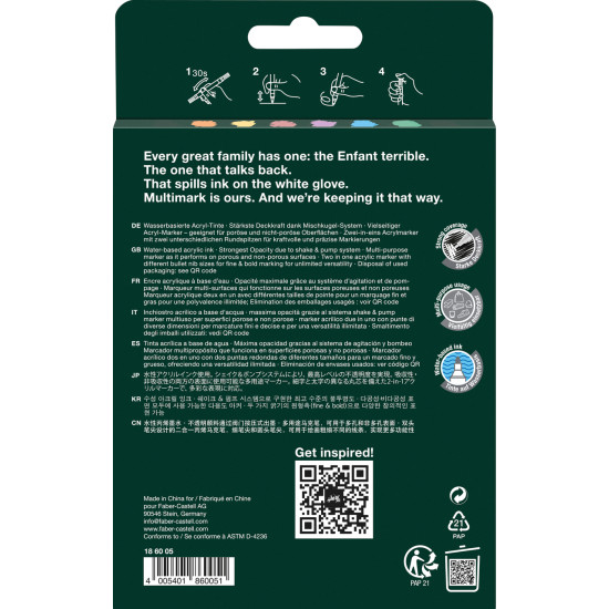 Akrüülmarkerid Faber-Castell Multimark 6-värvi pastell