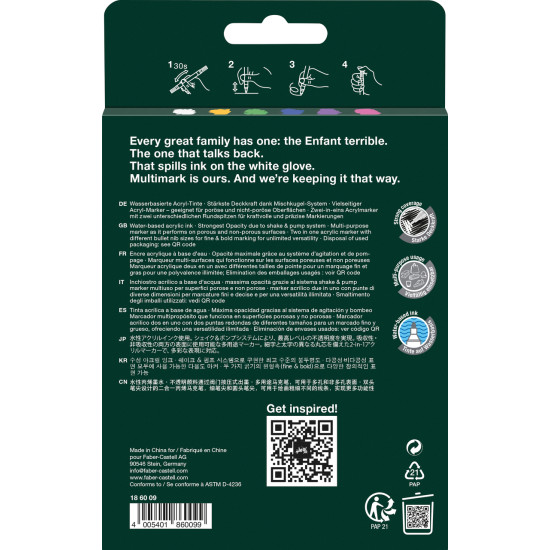 Akrüülmarkerid Faber-Castell Multimark 6-värvi intensiivsed