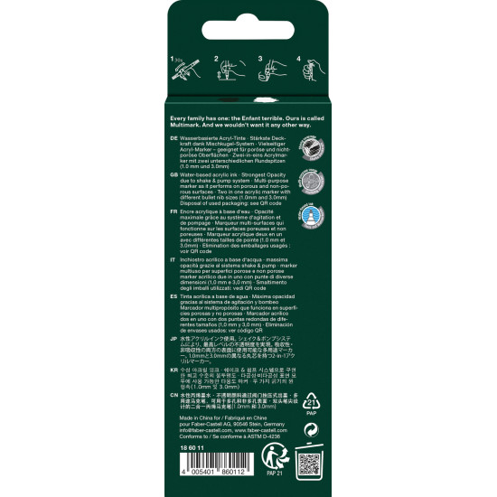 Akrüülmarkerid Faber-Castell Multimark must/valge