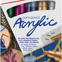 Akrila marķieru komplekts Edding 5100 2-3mm, 5 metāliskas krāsas