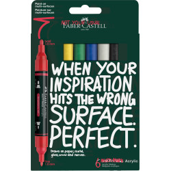 Akrila marķieru komplekts Faber-Castell Multimark, divpusēji, 1-3mm, 6 krāsas