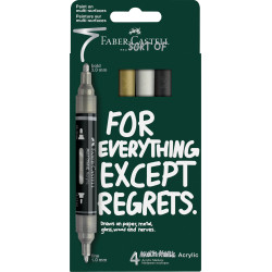 Akrila marķieru komplekts Faber-Castell Multimark, divpusēji, 1-3mm, 4 krāsas