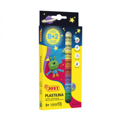 Plastilīns Jovi 15g, 8 pamatkrāsas + 2 luminscējošas
