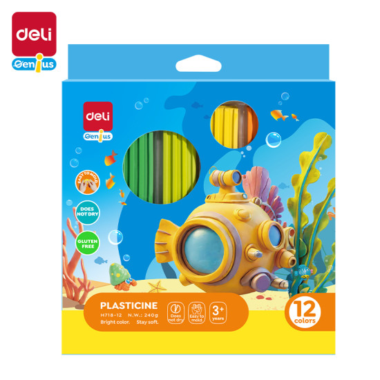 Plastiliin DELI 12-värvi, 240g