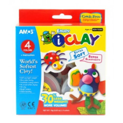Пластилин Amos Modelling Clay 18г 4 цвета бумажный набор