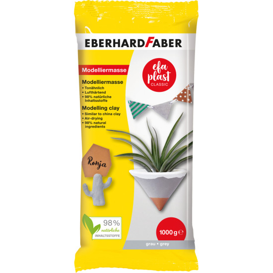 Модельная глина Eberhard Faber Classic 1кг серый воздушносохнущая