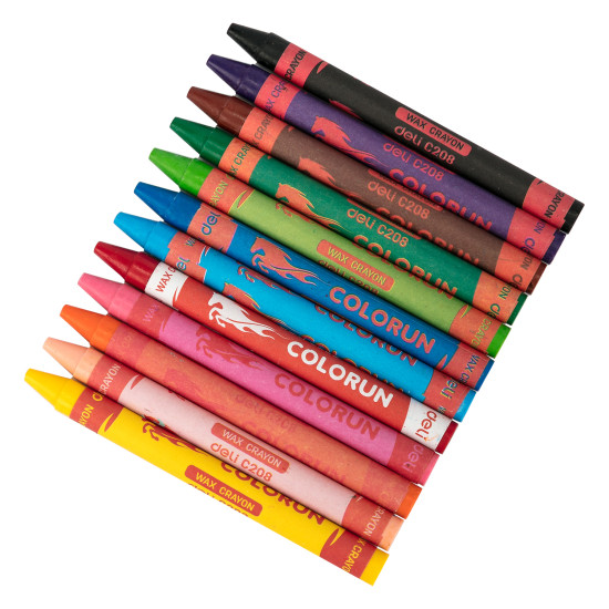 Восковые мелки DELI Colorun 12 ярких цветов