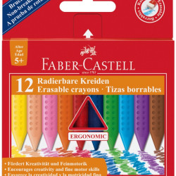 Сухие мелки Faber-Castell Grip треугольные стирающиеся 12 цветов
