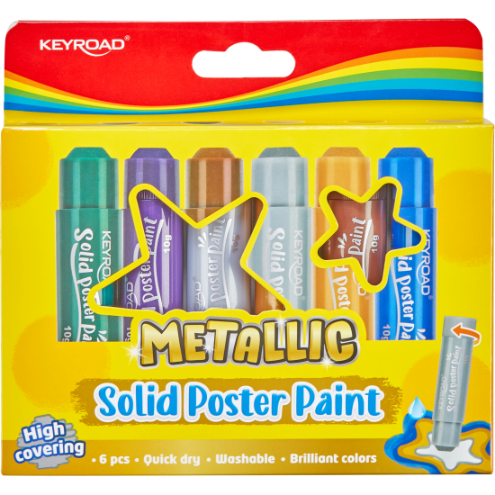 Гуашь Keyroad Metallic 6 цветов стики
