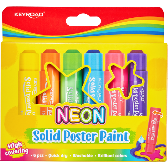 Краски  Keyroad  Solid Poster Paint Sticks Neon 6 цветов