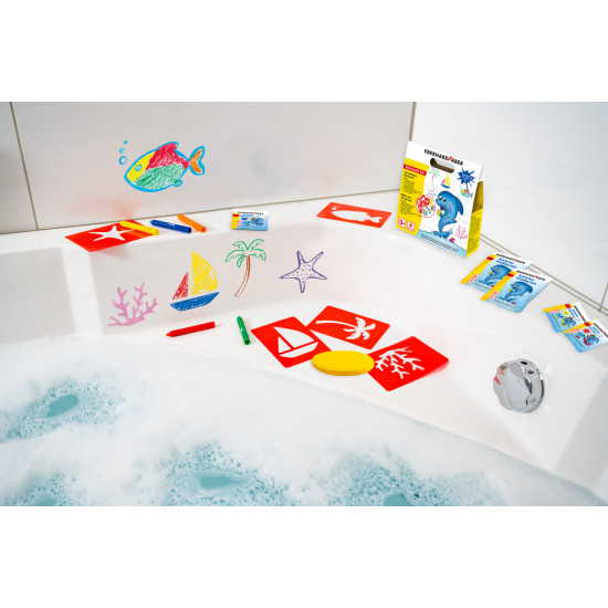Мелки для ванны Mini Kids Bath Crayons 16 предметов с трафаретами