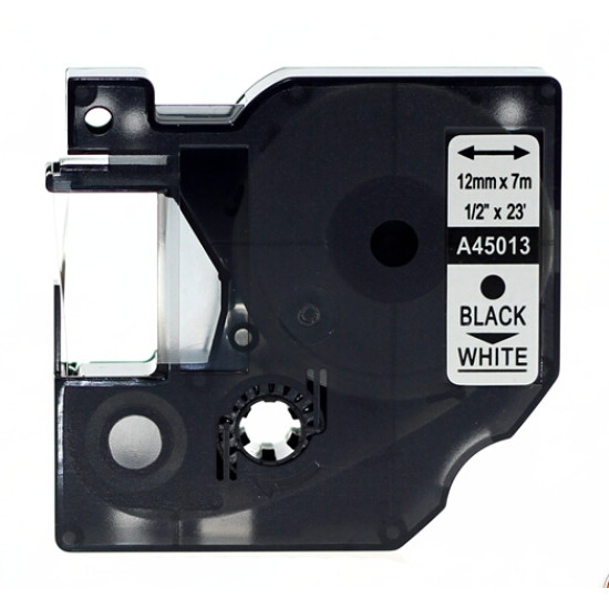Лента Dymo D1 12мм черная на белой 7м