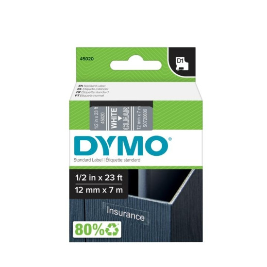 Этикетки DYMO D1 12ммx7м прозрачные
