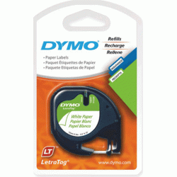 Наклейки ламинированные  Dymo LetraTag 12мм x 4м, белый 91201