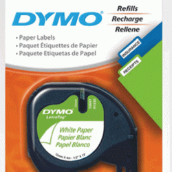Наклейки ламинированные  Dymo LetraTag 12мм x 4м, белый 91201