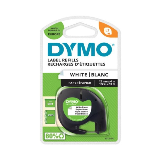 Лента Dymo LetraTag 12мм белая матовая