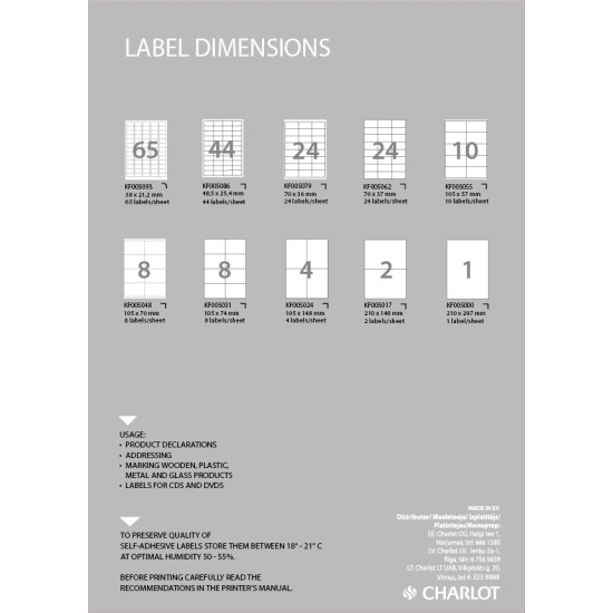 Этикетки Labels 105x74мм A4 100шт самоклеющиеся