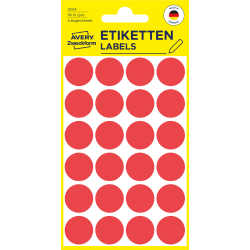 Marķēšanas  uzlīmes Awery Zweckform 3004, Ø18mm, apaļas, 96gab/iep., sarkanas