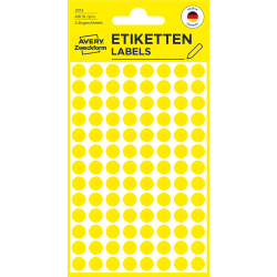 Marķēšanas  uzlīmes Awery Zweckform 3013, Ø8mm, apaļas, 416gab/iep., dzeltenas