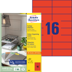 Этикетки Avery Zweckform 3452 красные 100 листов