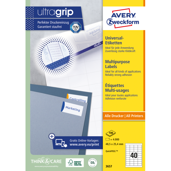 Этикетки Avery Zweckform 3657 4000шт A4
