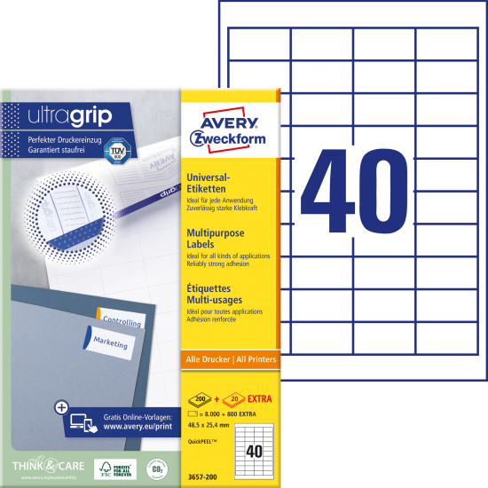 Этикетки Avery Zweckform 3657 4000шт A4