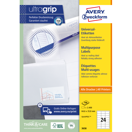 Этикетки Avery Zweckform 3658 2400шт