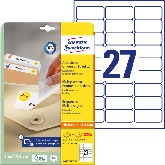 Этикетки Avery Zweckform L4737REV-25 съемные