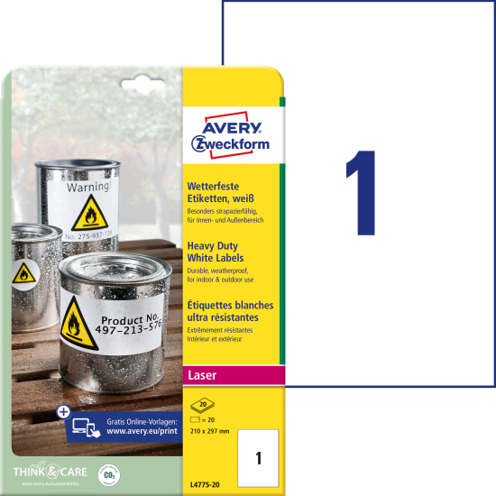 Этикетки Avery Zweckform L4775-20NP атмосферостойкие