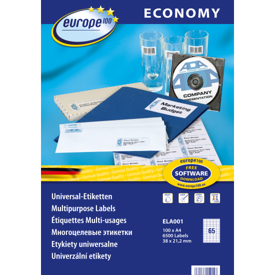 Этикетки Zweckform "ELA001", White, Multi-Printer Compatibility