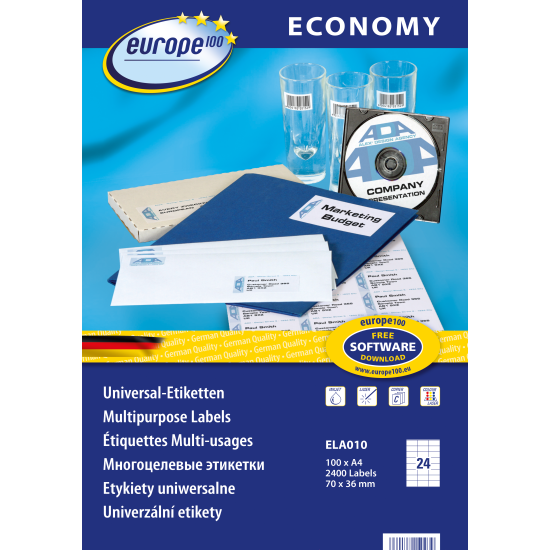 Этикетки Avery Europe 70x36мм A4 100 листов