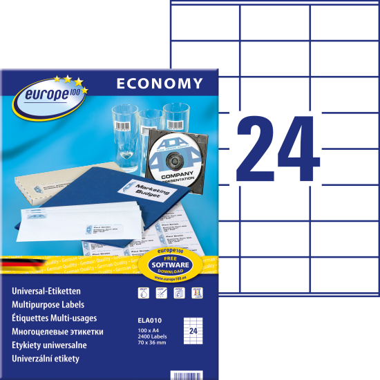 Этикетки Avery Europe 70x36мм A4 100 листов