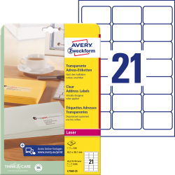 Этикетки Avery Zweckform L7560-25 прозрачные для лазерной печати