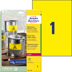 Наклейки Avery Zweckform "L6111-20", Yellow, Атмосферостойкие