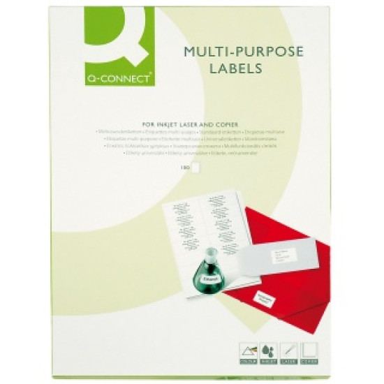 Pašlīmējošas uzlīmes Q-CONNECT 52.5x21.2mm, 56gab/loksnē, 100 lapas, baltas