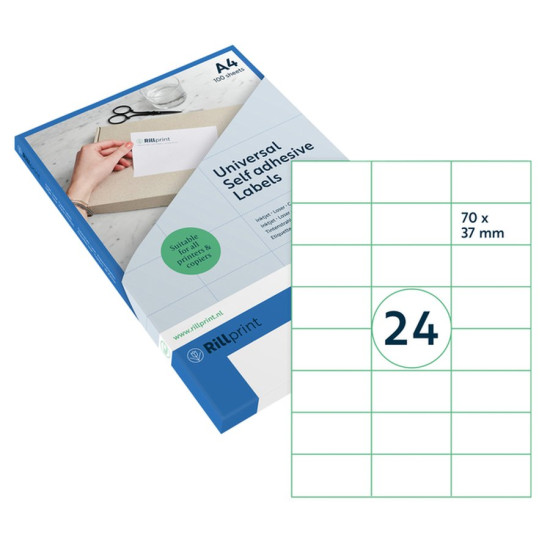 Etiķetes RILLPRINT 70x37mm (25 lpp.) caurspīdīgas