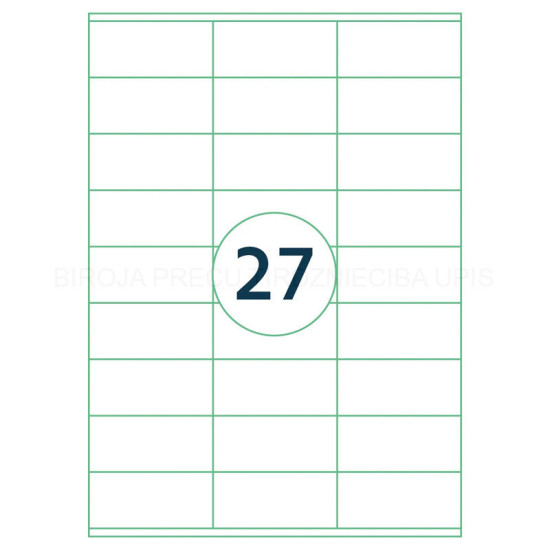 Pašlīmējošas uzlīmes Rillprint 70x32mm, 27gab/loksnē, 100 lapas, baltas