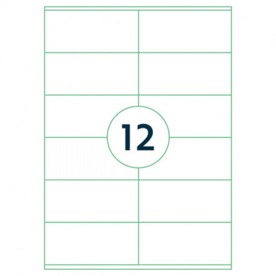 Pašlīmējošas uzlīmes Rillprint 105x48mm, 12gab/loksnē, 100 lapas, baltas