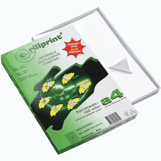 *Pašlīmējošas uzlīmes Rillprint 105x57mm, 10 gab/loksnē, 100 lapas, baltas