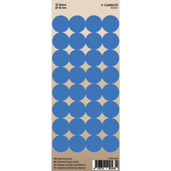 Маркировочные наклейки Charlot "Круглые Маркировочные", Blue, 4-Year Guarantee.