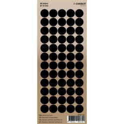 Pašlīmējošas uzlīmes marķēšanai Charlot Ø12mm, 60gab/lapā, apaļas, melnas