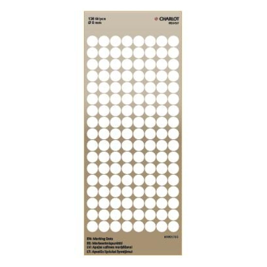 Этикетки Charlot "Round Labels", White, Weatherproof Durability.